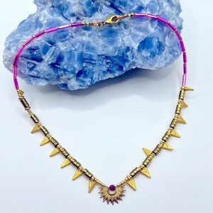 Ruby and gold plated necklace